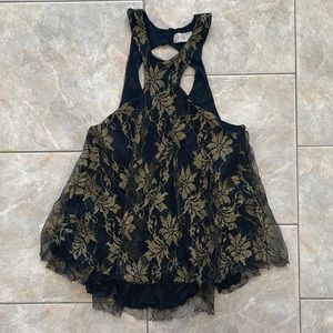 Free People layered flowy floral high neck tank top